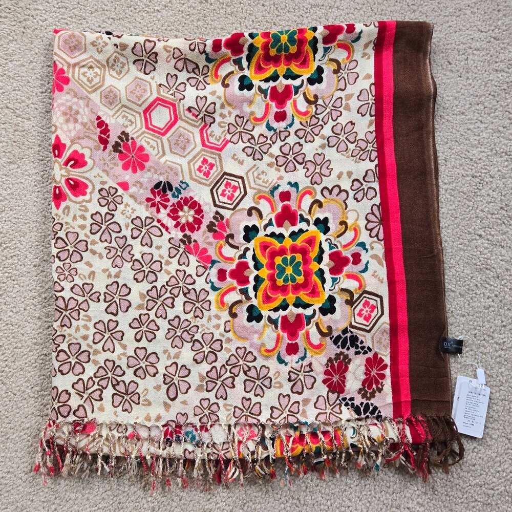 NWT 100% Wool Wrap Scarf Colorful